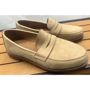 Adelante Men's Beige Nubuck Suede Leather Penny Loafers Shoes - Size 9E(Wide)